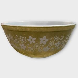 Vintage Pyrex Mixing Bowl Crazy Daisy Spring‎ Blossom Green Floral 1.5 Quart